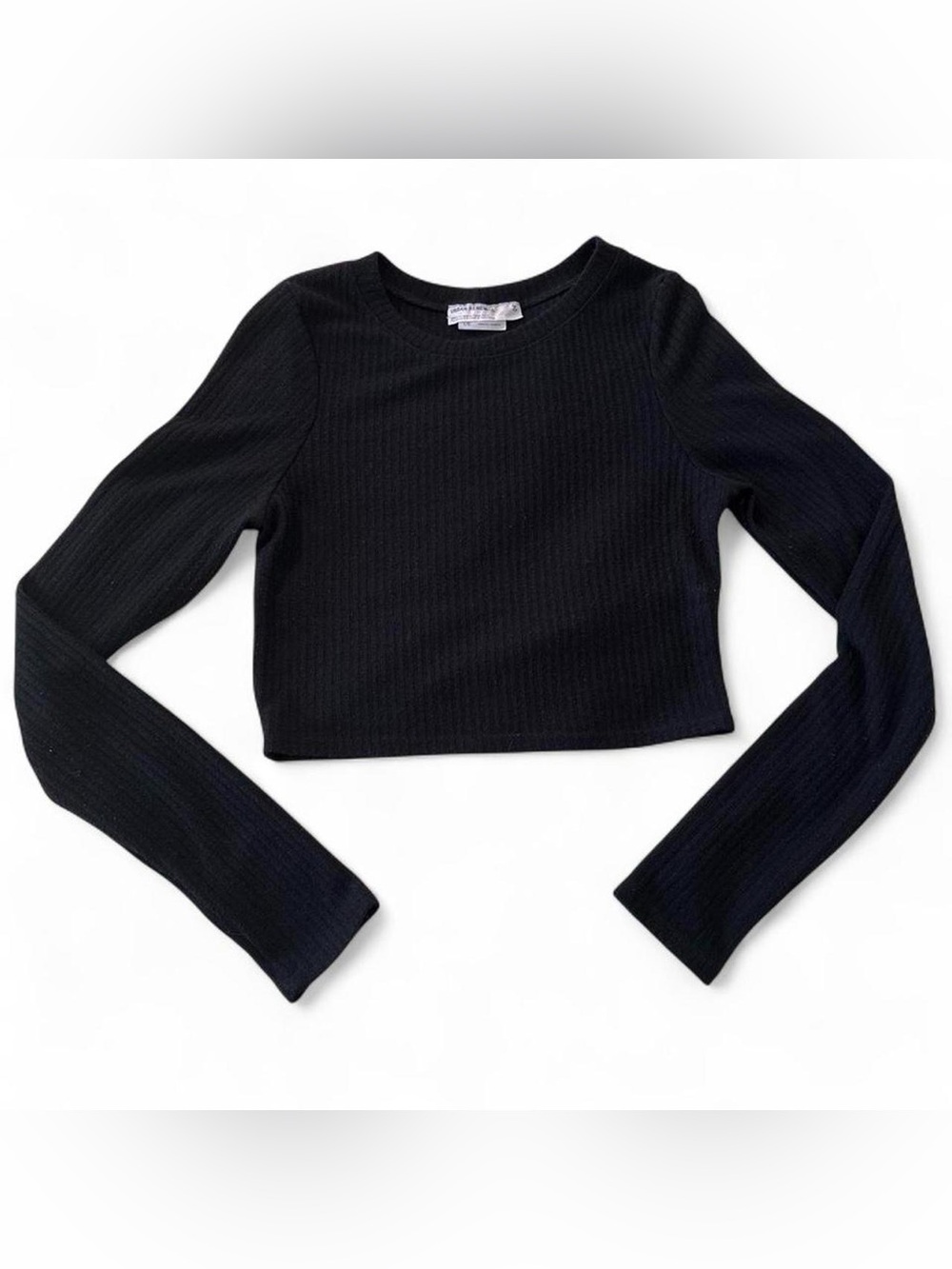 Urban Renewal Black Ribbed Long Sleeve Crop Top